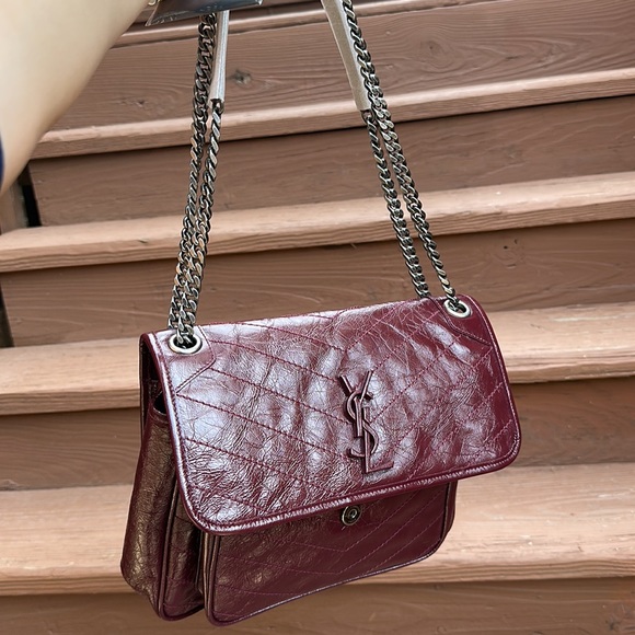 Ysl saint laurent Niki medium Crinkled leather Burgundy NO TRADE FIRM - Picture 17 of 17